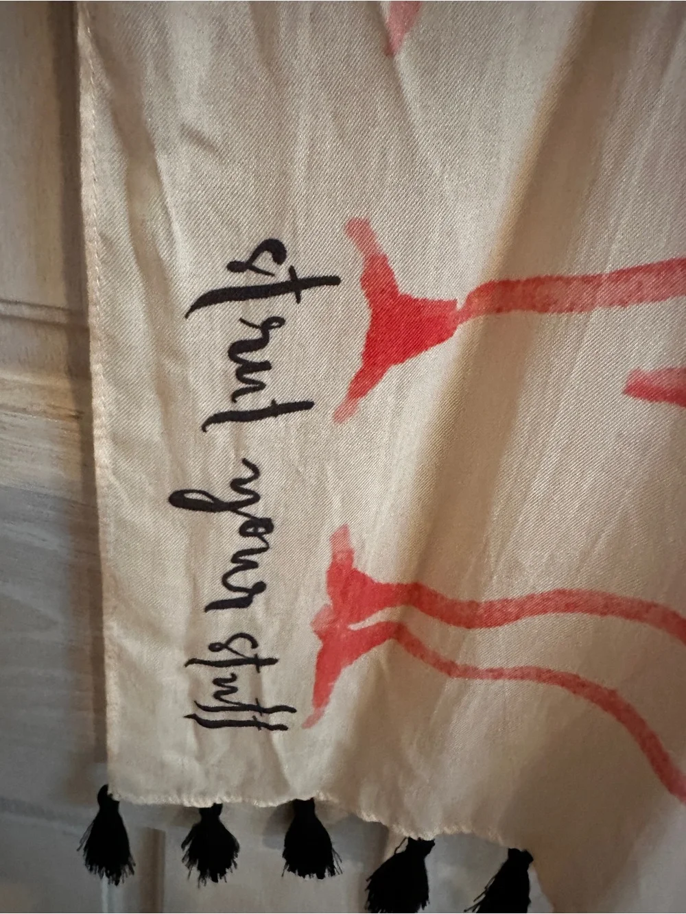 kate spade White and Coral Flamingo Print Scarf